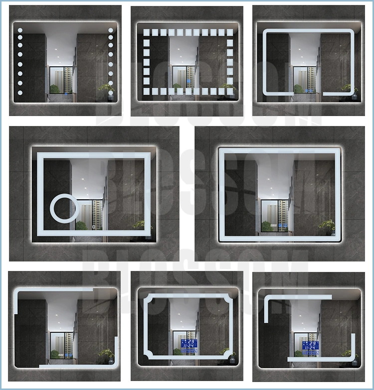 Wall Lighted Mirror Touch Sensor LED Mirror Silver Bathroom Decorative Mirror
