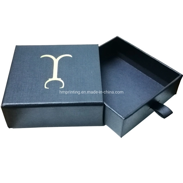 Custom Black Gift Box Paper Drawer Box Slide Box Packaging for Bracelet Jewelry
