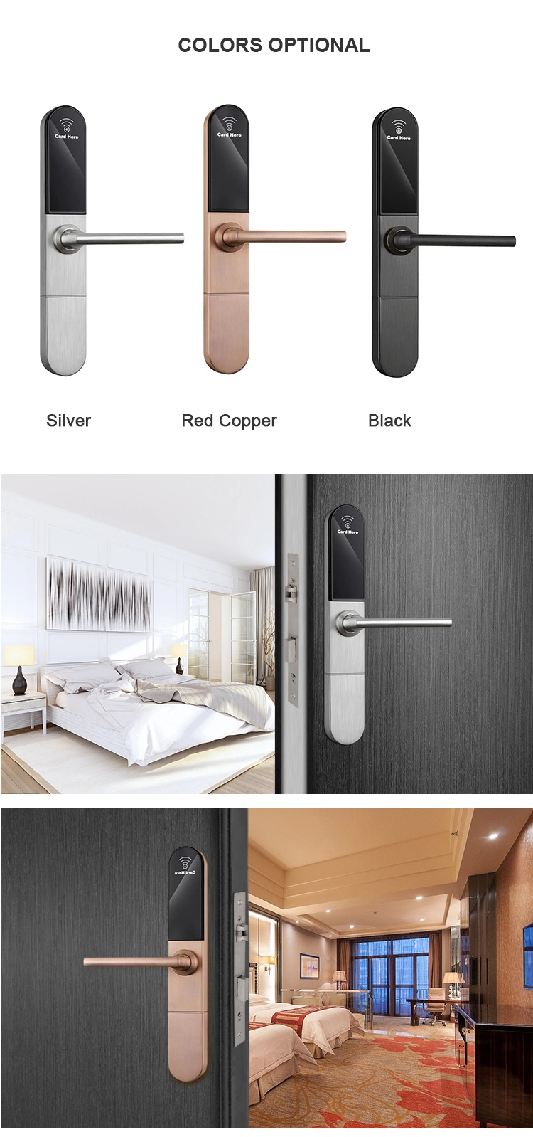 E918 RF Card Electronic Door Handle Lock, Smart RFID Hotel Door Lock System Price