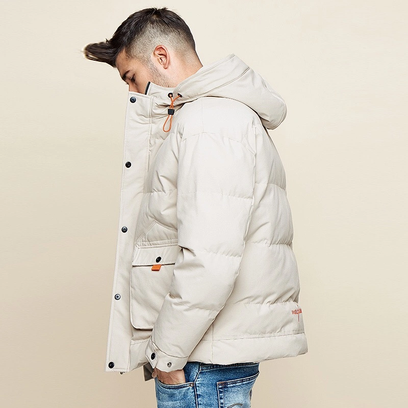 2020 Fashion Sample Men's Winter Spring Coat White Embroidery Letter Outwear Hooded Coat