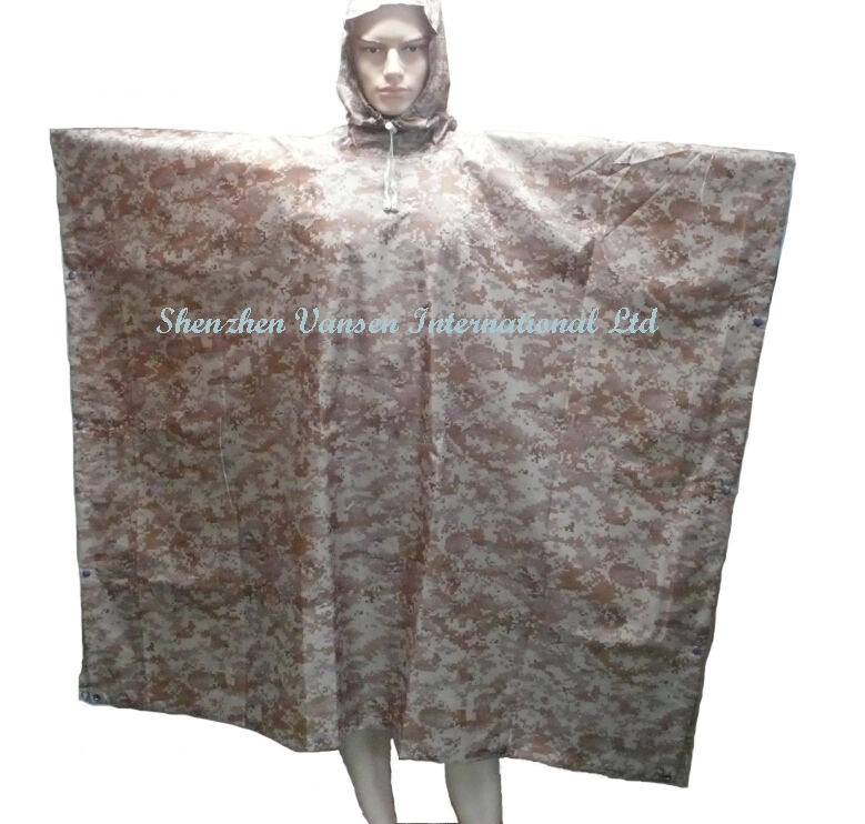 Military Digital Desert Camouflage Rain Poncho