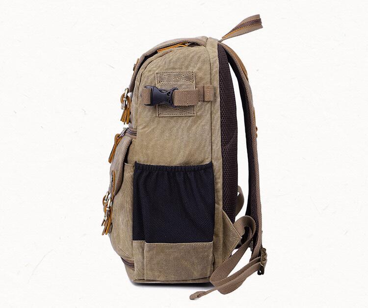 Large Capacity Wax-Dyed Canvas Backpacks Outdoor Waterproof Camera Backpack Bags