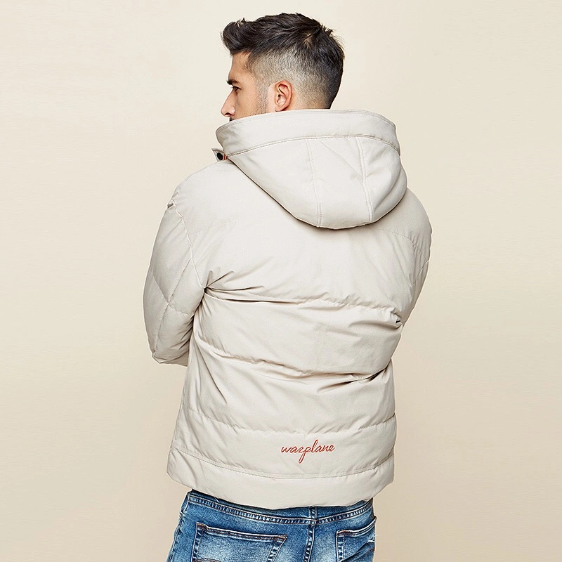 2020 Fashion Sample Men's Winter Spring Coat White Embroidery Letter Outwear Hooded Coat