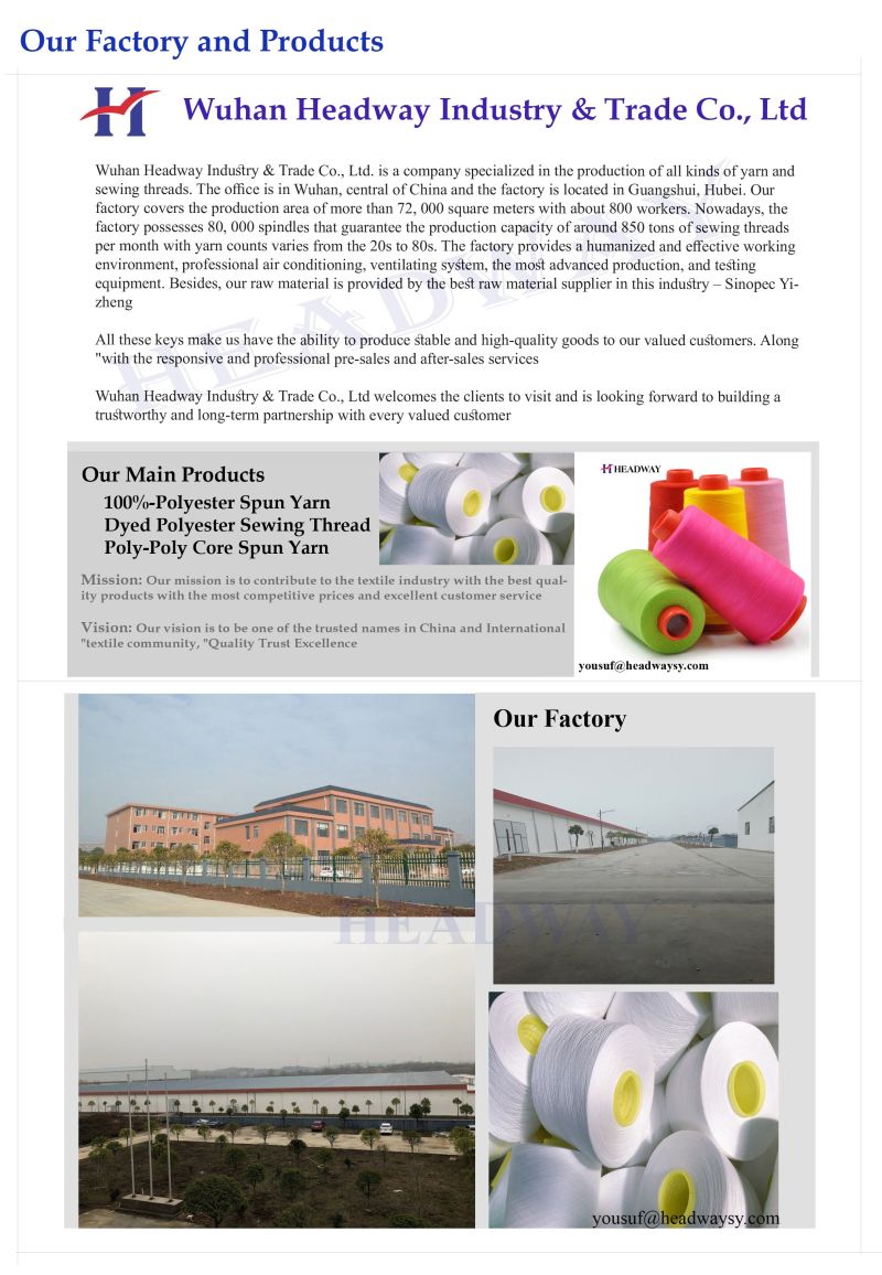 High Tensile Strength Poly Poly Core Spun Yarn Polyester Filament Core Poly Poly Yarn for Special Purposes