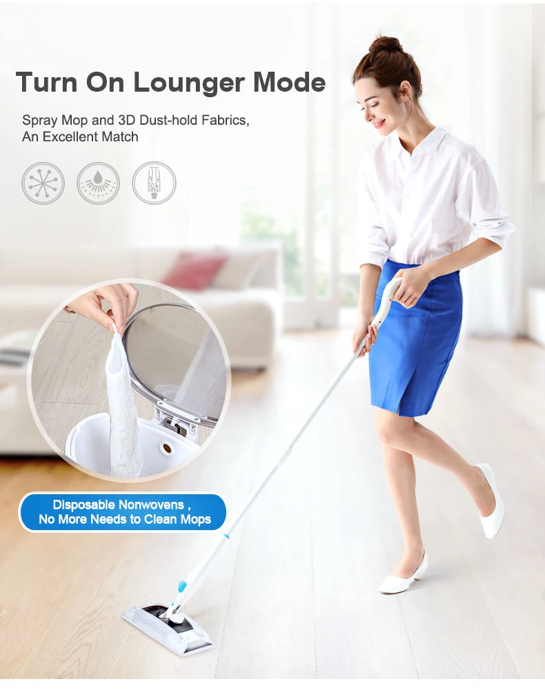 Boomjoy Classic Non-Woven Fabric Flat Mop with Telescopic Steel Rod 360 Spin Mop Cleaning Tools