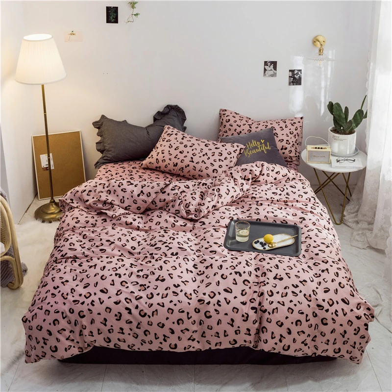 New Nordic Simple Cross-Border Bedding Pure Cotton Flowers Students Three Piece Cotton Quilt Set Flat Sheet Four Piece Fitted Sheet Set Bedding Set