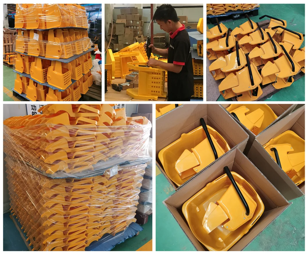 Hotel Equipment Floor Cleaning Plastic Mop Wringer Double Bucket Trolley