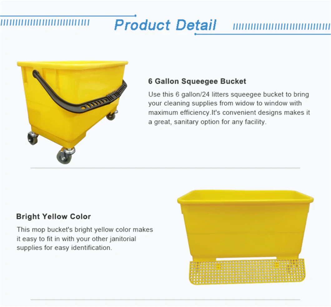 24-Liters Household Window Cleaning Plastic Square Mop Bucket with Handle