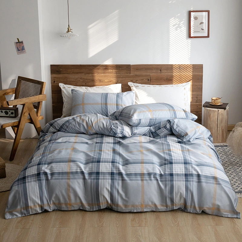 New Nordic Vintage Cotton Four Piece Flat Sheet Fitted Sheet Bedding Cotton Set Student Dormitory Bedding