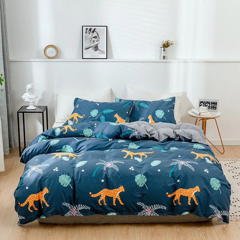 New Nordic Simple Cross-Border Bedding Pure Cotton Flowers Students Three Piece Cotton Quilt Set Flat Sheet Four Piece Fitted Sheet Set Bedding Set