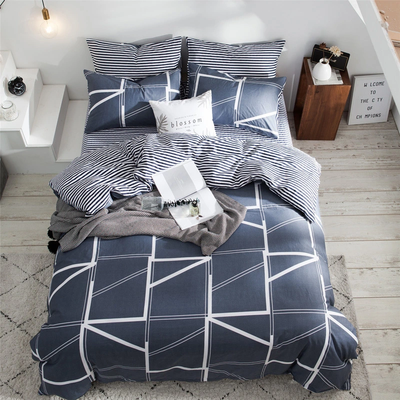 New Nordic Simple Cross-Border Bedding Pure Cotton Flowers Students Three Piece Cotton Quilt Set Flat Sheet Four Piece Fitted Sheet Set Bedding Set