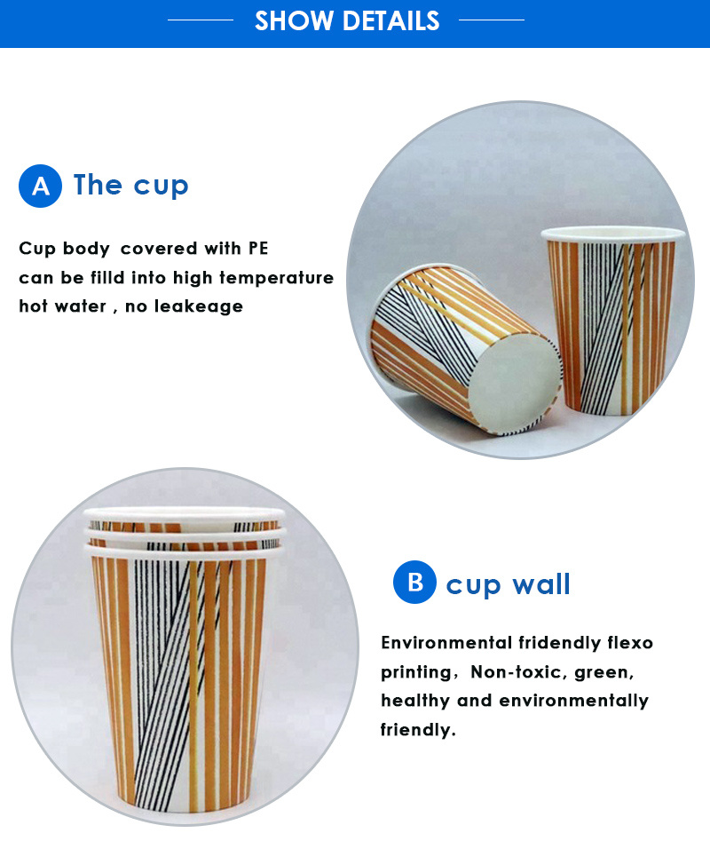 Wholesale Disposable PE Coated Custom Biodegradable Drinks Container Paper Coffee Cups