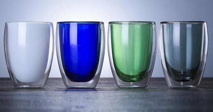 colorful Glass Cup Pyrex Glass Tumber Heat Resistance Coffee Cup Double Wall Coffee Cup