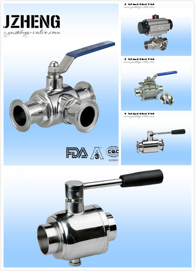 Stainless Steel 3 Way Ball Valve for Food