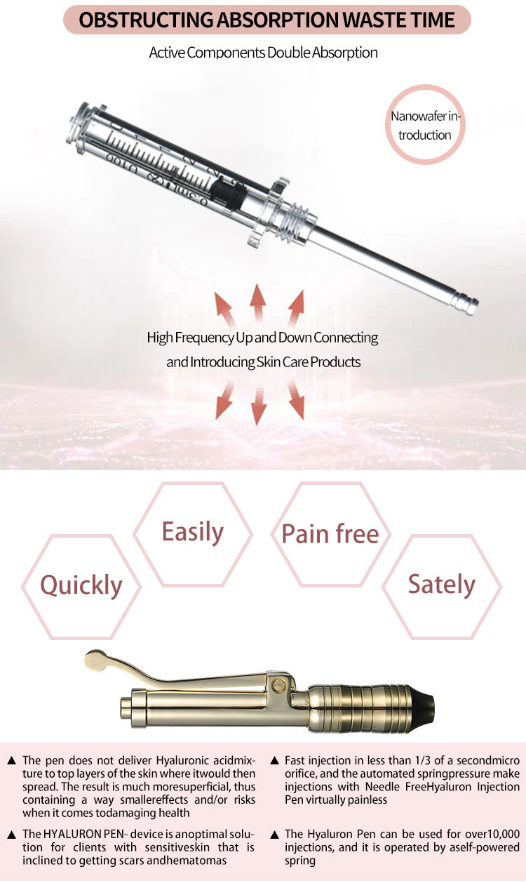 Beauty Equipment Long Lasting High Pressure No Needle Hyaluron Injector Pen