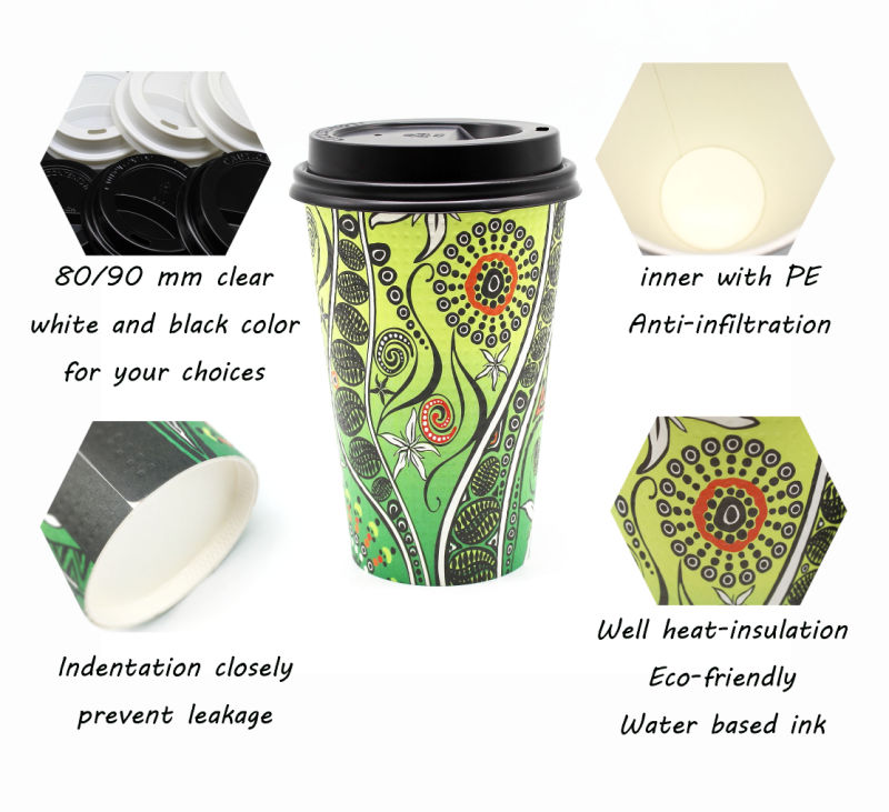 Custom Logo Coffee Cups to Go Hot Paper Cup with Lids Rippled
