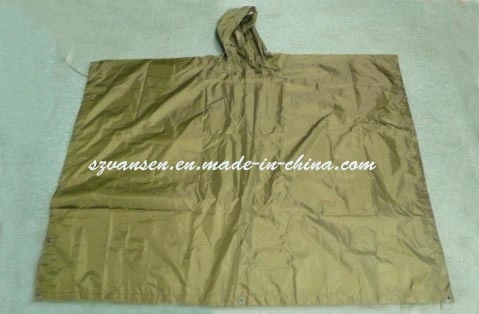 Military Woodland Camouflage Rain Poncho with Hood