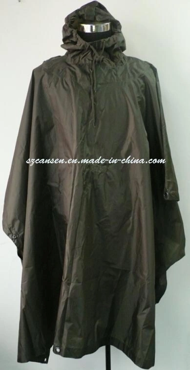 Military Woodland Camouflage Rain Poncho with Hood