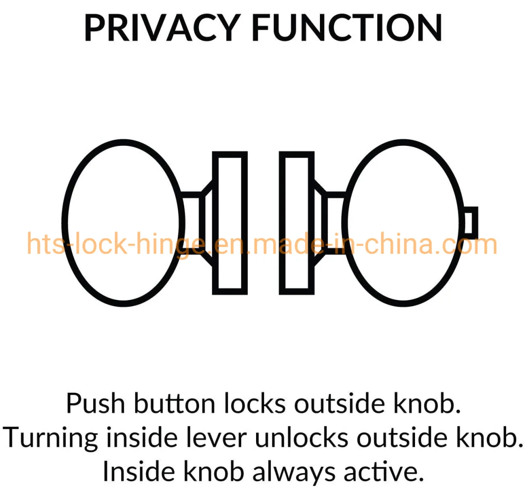 Door Knob Lock Set Tubular Round Ball Lock Keyed or Keyless by Aluminum Alloy or Steel Iron for Passage or Entrance or Privacy and Storeroom