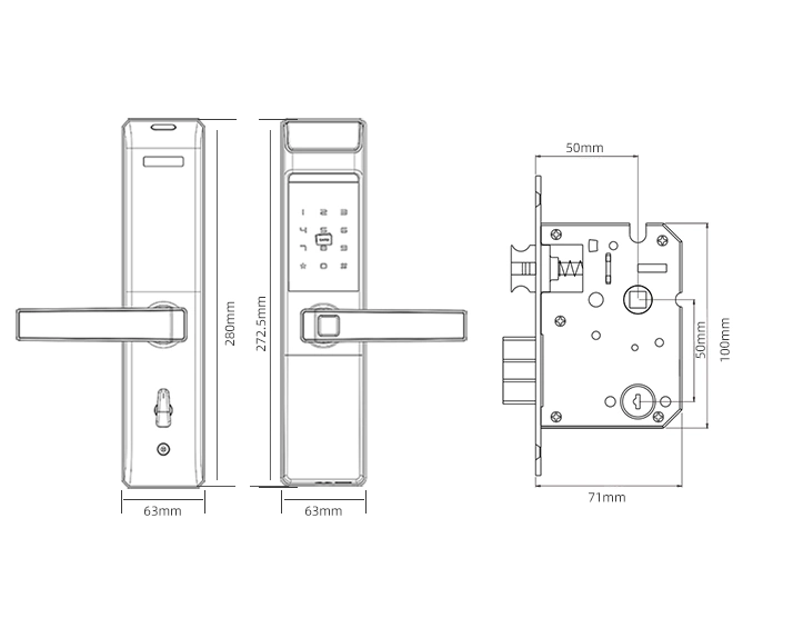 Digital Door Lock Fingerprint Smart Handle Lock Bluetooth APP Electronic Door Lock Smart