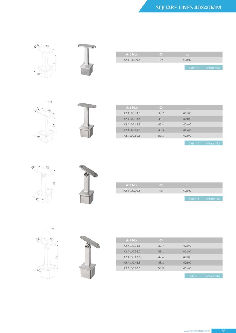 Reliable Factory Stainless Steel Square Tubing Railing Accessories for Handrails