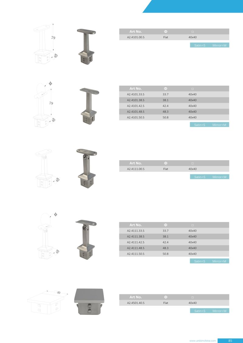 Reliable Factory Stainless Steel Square Tubing Railing Accessories for Handrails