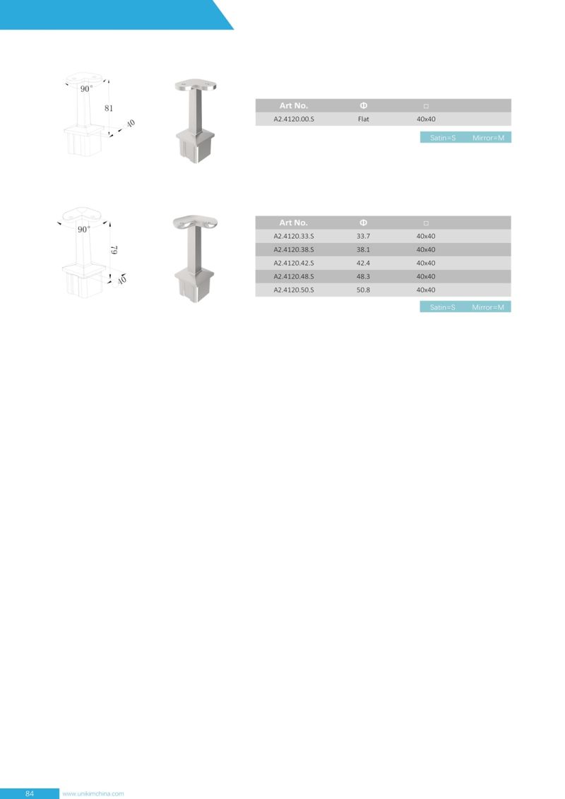 Reliable Factory Stainless Steel Square Tubing Railing Accessories for Handrails