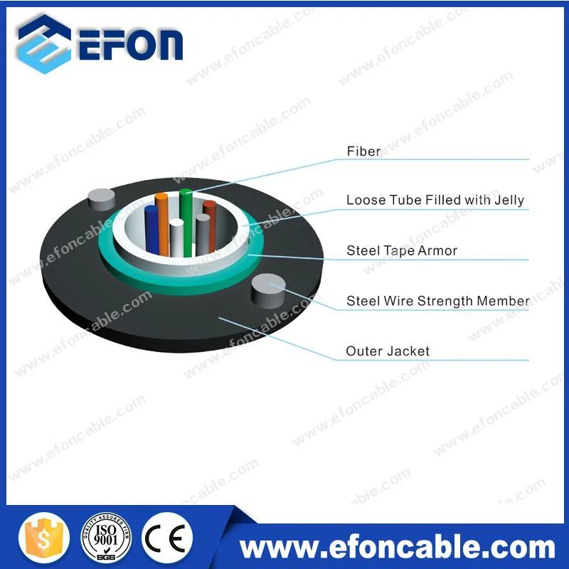 Uni-Tube 12 Fibers Single Armor Single Jacket Central Loose Tube Outdoor Fiber Optic Cable (GYXTW)