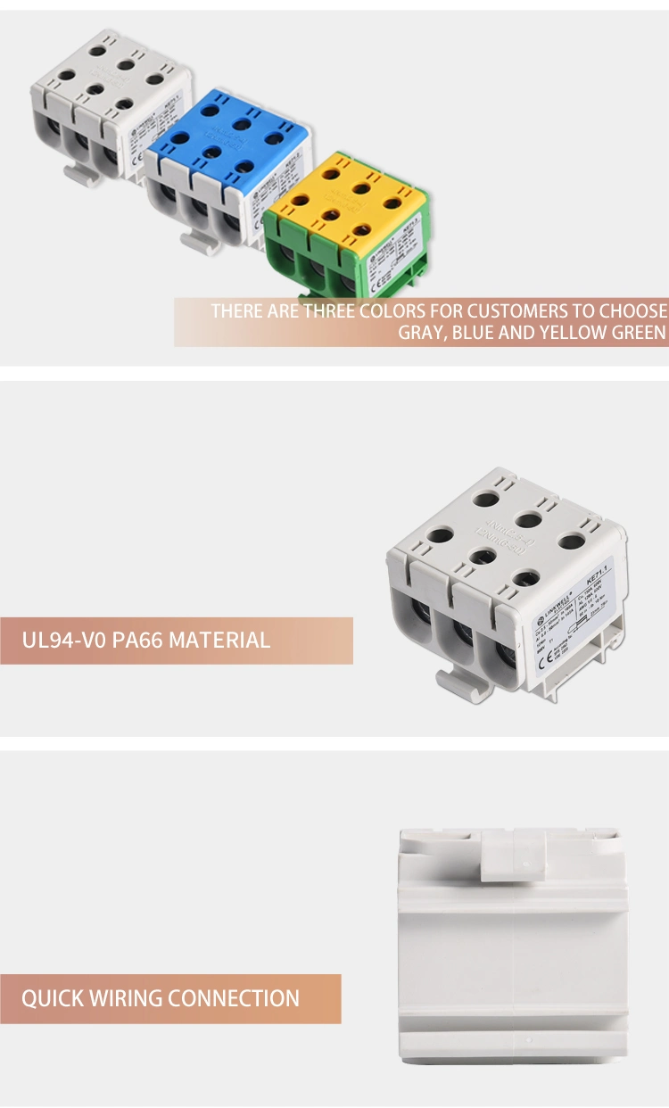 3 Poles 16-95mm2 Aluminum Tube Connectors 750V 245A Aluminum to Copper Connectors