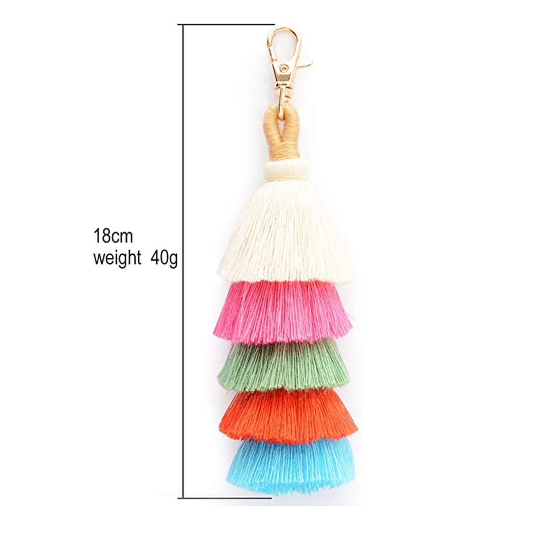 Bohemian Handmade Colorful Tassel Bag Charm Key Chain for Ladies Handbag and Wallet Key Chain