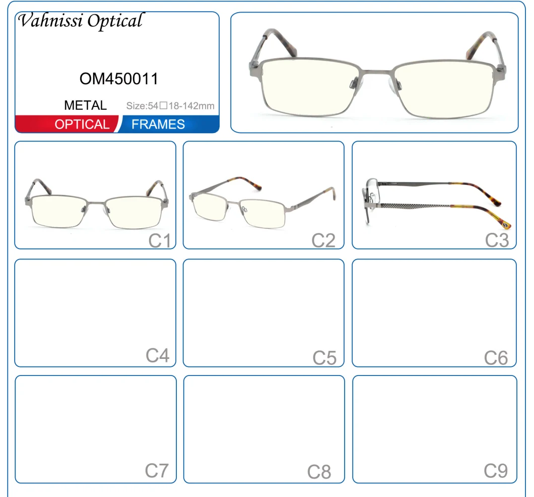 High Quality Rectangle Carbon Fiber Metal Anti Blue Light Eyeglasses for Men