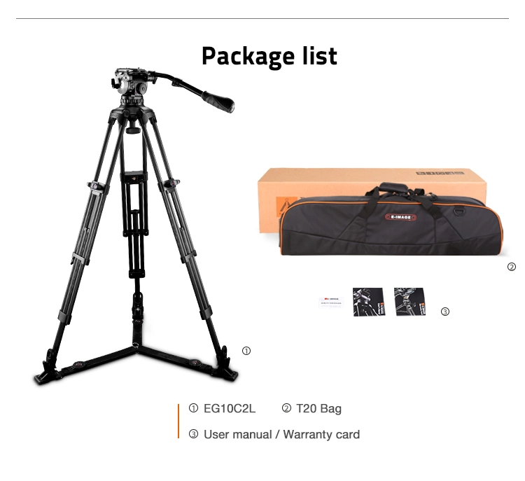 E-Image 100mm Bowl Video Fluid Head with Carbon Fiber Tripod Kit (EG10C2L)