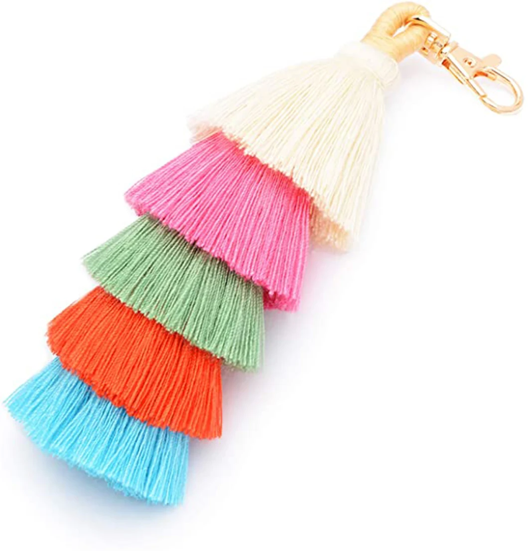 Bohemian Handmade Colorful Tassel Bag Charm Key Chain for Ladies Handbag and Wallet Key Chain