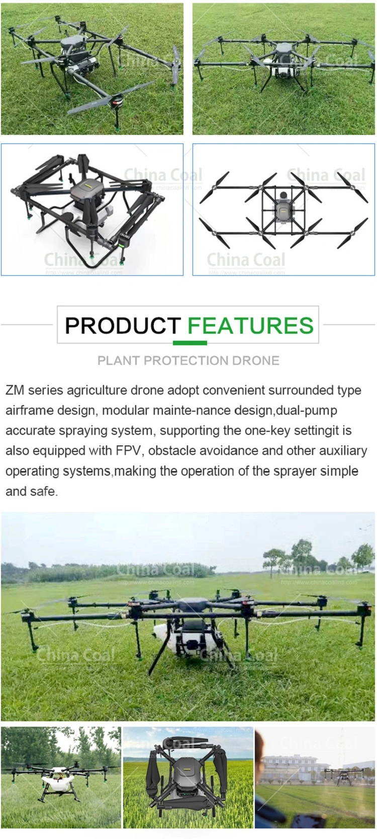 Agricultural Plant Protection Sprayer Uav Drone for Farm Frame