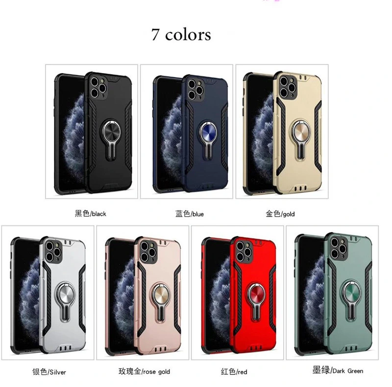 Mobile Phone Accessories Protective Cases Carbon Fiber Design Back Phone Cover for iPhone 11 12 PRO Max Case Magnetic Ring Holder Car Bracket Phone Case