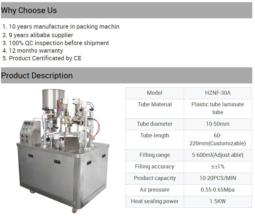 Hzpk Semi-Automatic Composite Tube Filling and Sealing Machine