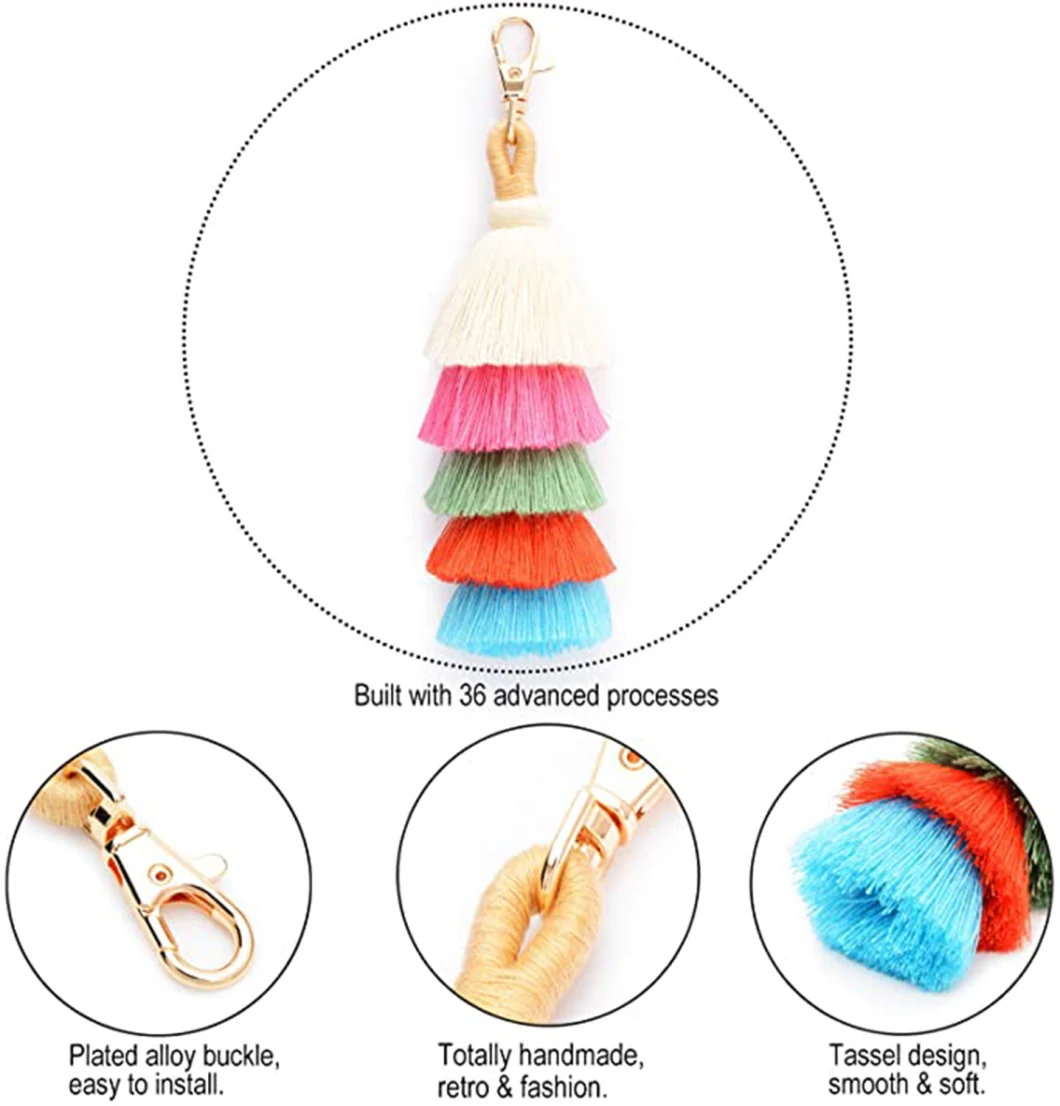 Bohemian Handmade Colorful Tassel Bag Charm Key Chain for Ladies Handbag and Wallet Key Chain