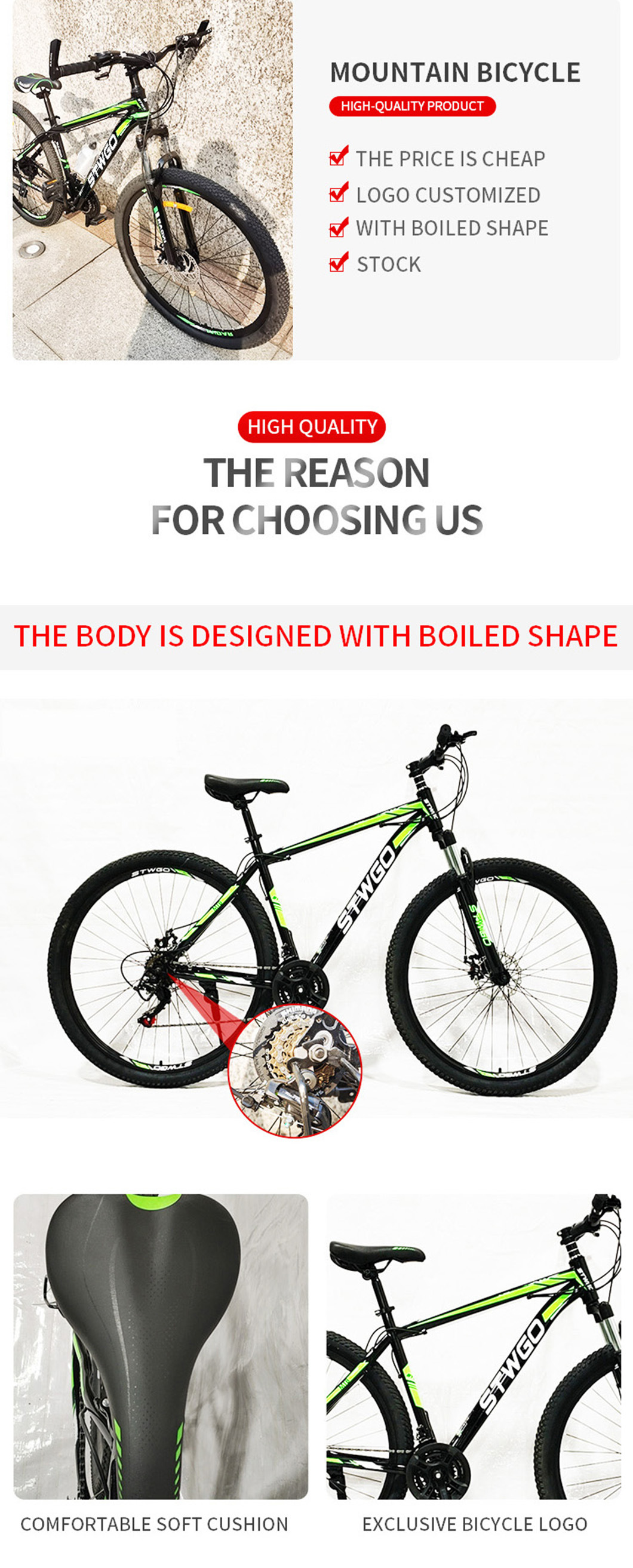 Stock 29 Inch Carbon Steel Alloy Mountain Bike/29er Carbon Fiber Frame MTB Mountain Bicycle /26'' Carbon MTB Bike