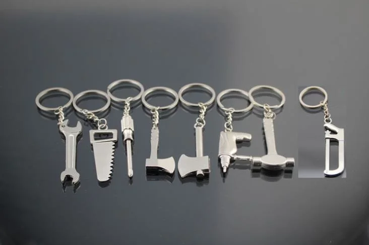 New Innovative Metal Key Chain Imitation Tool Hammer Key Chain Ring