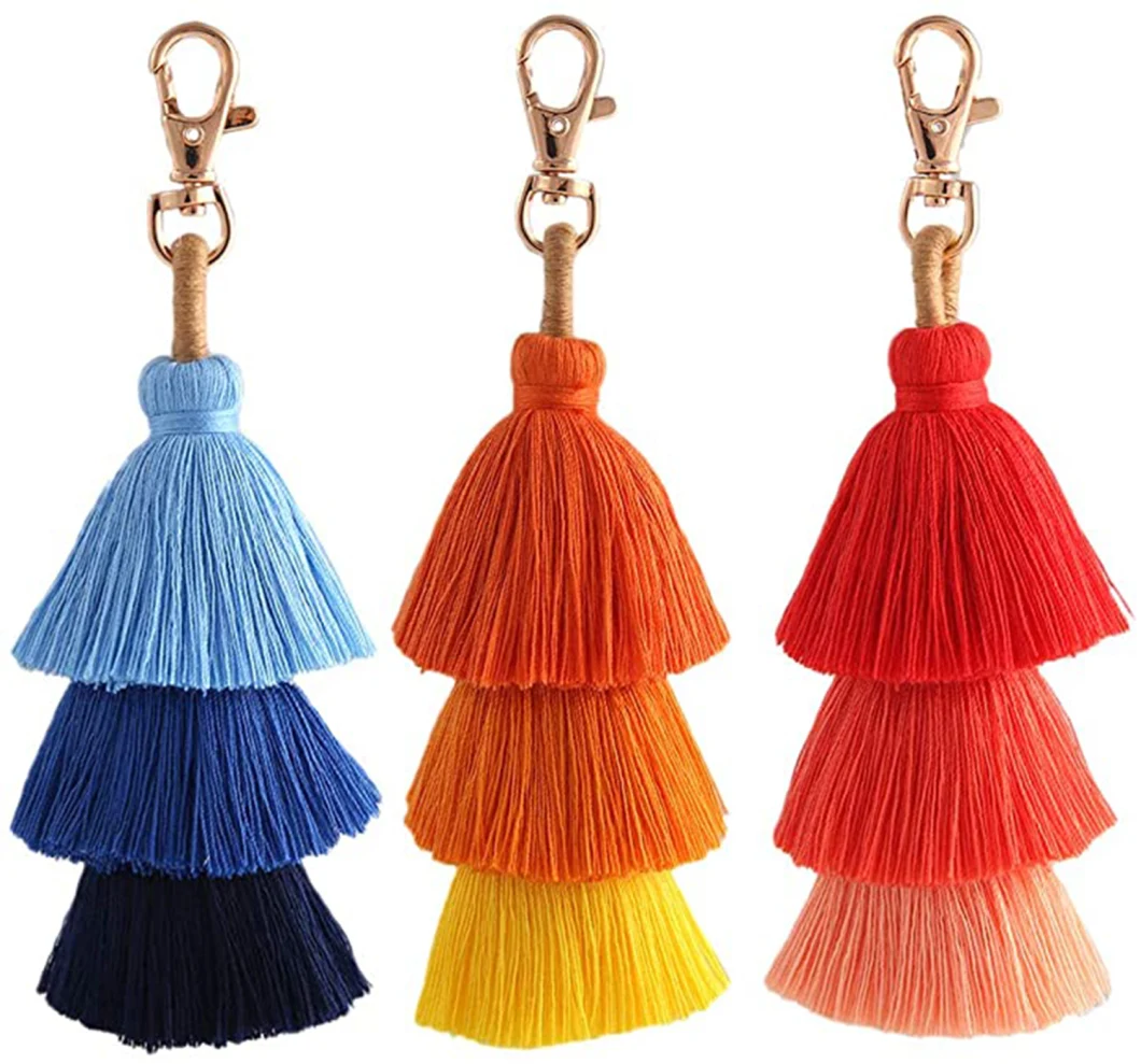 Bohemian Handmade Colorful Tassel Bag Charm Key Chain for Ladies Handbag and Wallet Key Chain