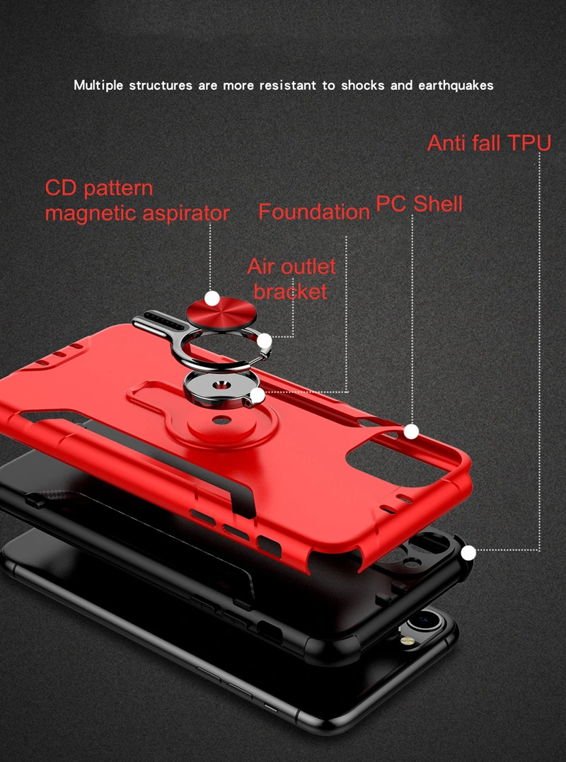 Mobile Phone Accessories Protective Cases Carbon Fiber Design Back Phone Cover for iPhone 11 12 PRO Max Case Magnetic Ring Holder Car Bracket Phone Case