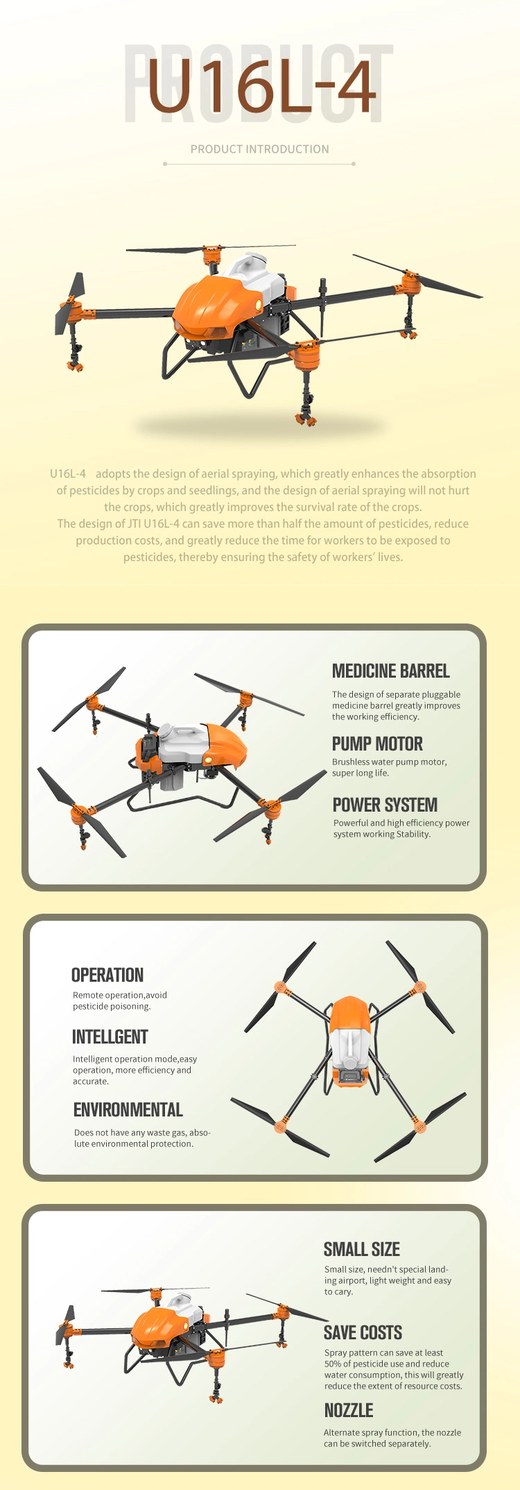 Carbon Fiber Frame Sprayer Uav Agriculture Sprayer Drone