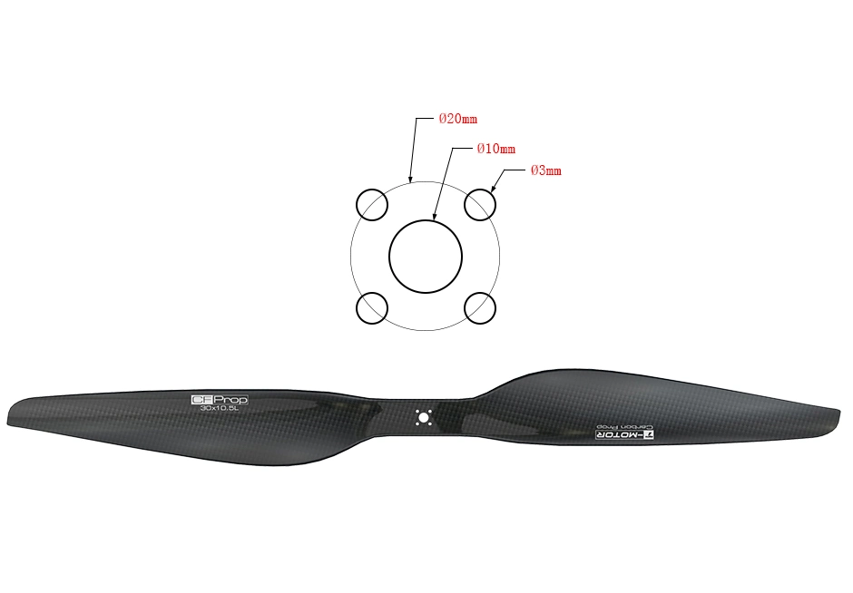 T-Motor G30*10.5 Drone Parts Carbon Fiber 2blades Fixed Pitch Propeller 30inch, 10.5inch Pitch