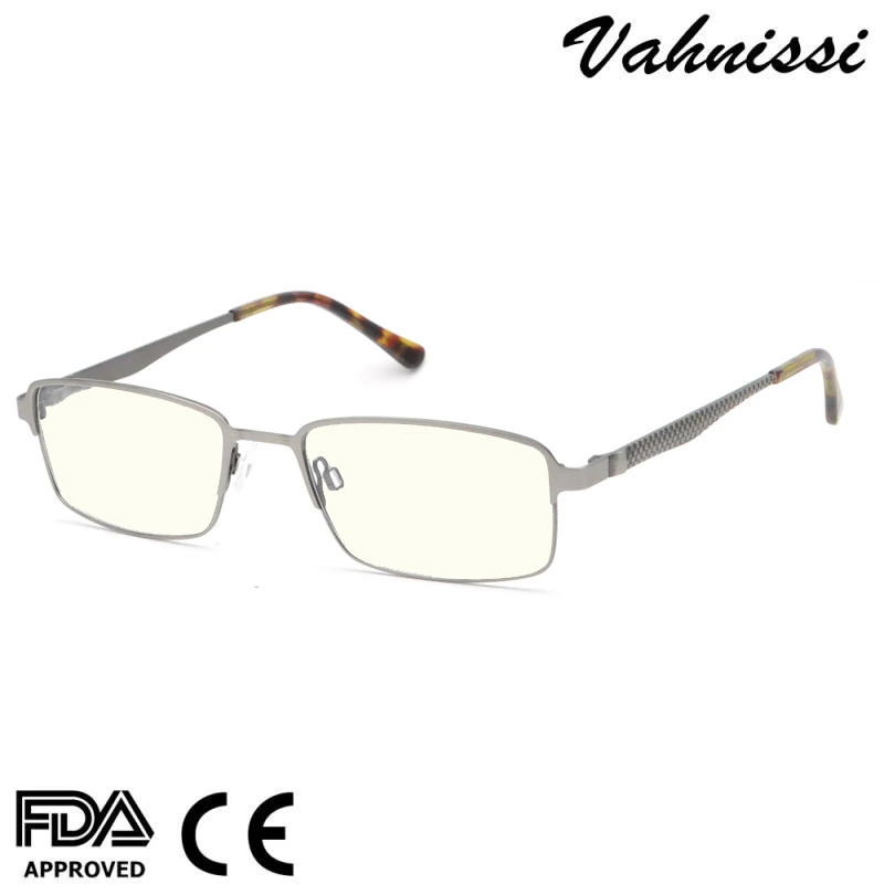 High Quality Rectangle Carbon Fiber Metal Anti Blue Light Eyeglasses for Men