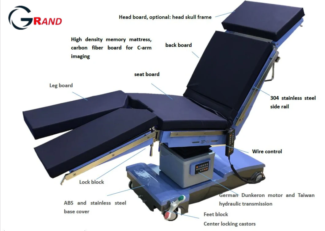 CE FDA TUV ISO9001 Certified China Supplier Electric Operation/Operating Carbon Fiber Board Table Medical Surgic Table Operation Theatre Table