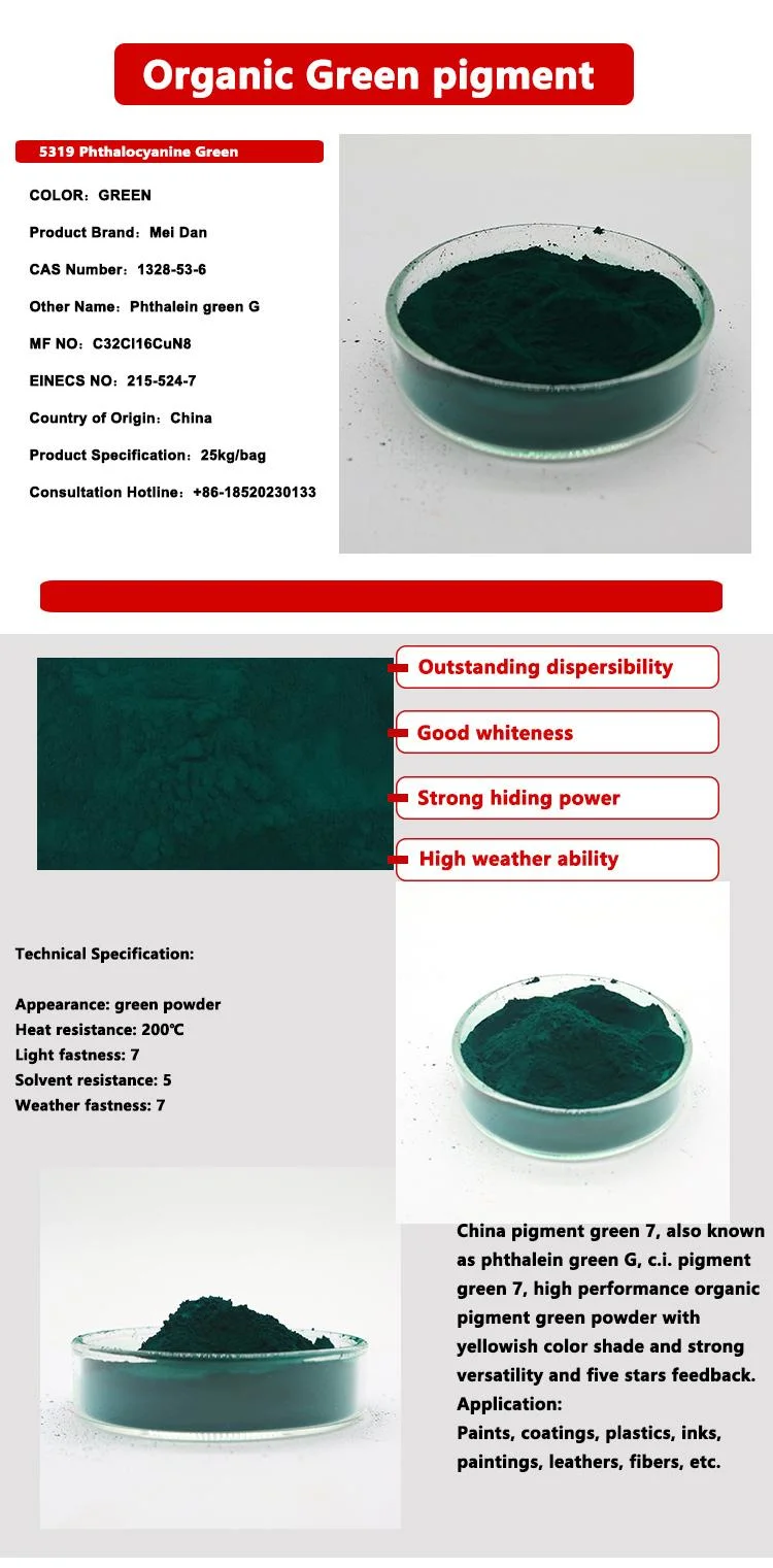 Professional Supply High Quality Non-Flocculating Green G C. I. Pigment Green 7 Phthalocyanine Green