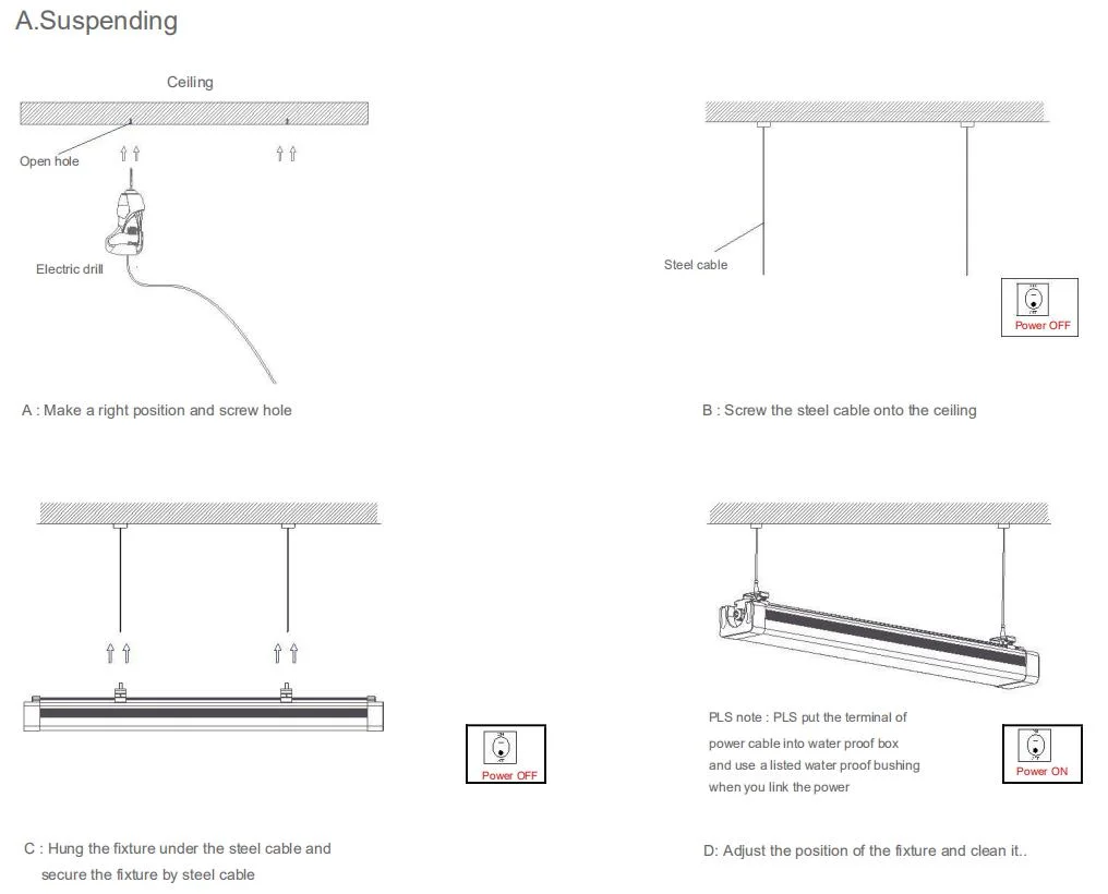 0.6m 20W 1.2m 60W 100lm/W Tri-Proof LED Light Waterproof Linear Tube Light