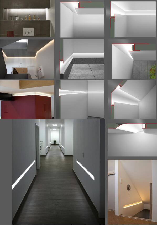 Dry Wall Aluminium LED Profile Lighting Plaster LED Profile Lights Cover LED Aluminum Extrusion Profile with PC Diffuser LED Linear Light for Decoration