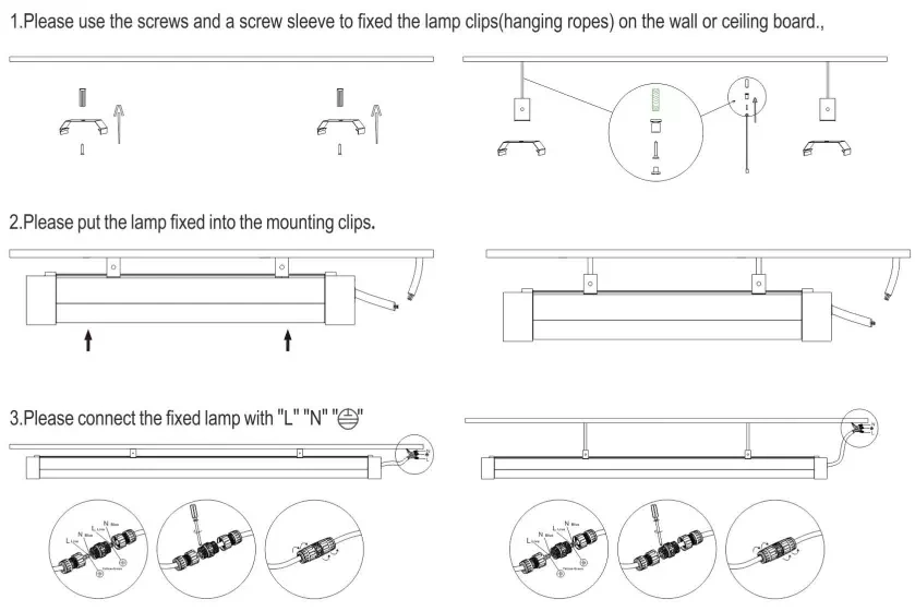 Aluminum Ceiling Batten 4FT 5FT 8FT IP65 LED Linear Light Tri-Proof Linear Light Fixture