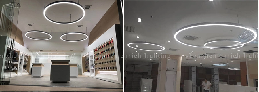 Modern Style LED Round Circle Light Curved Profile Pendant Lights for Lobby/Office/Hotel